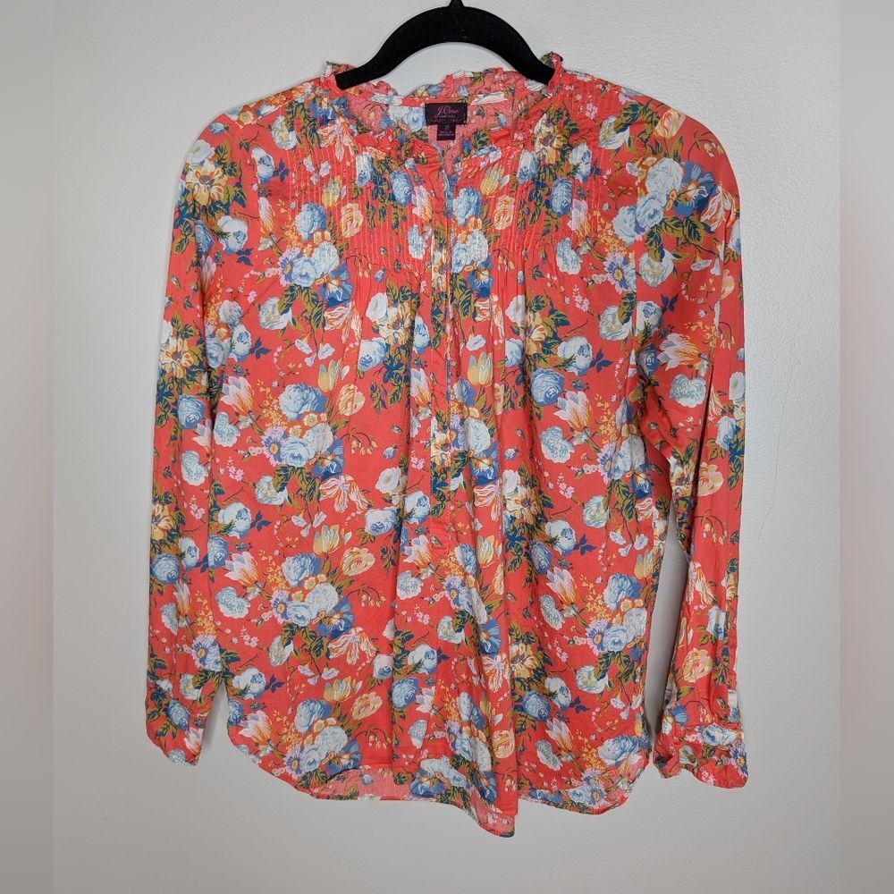 J. Crew Liberty of London Floral Popover Blouse sz 2